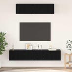 vidaXL Tv-meubelset Wandgemonteerd 4 pcs Zwart Eiken Bewerkt, Huis en Inrichting, Verzenden, Nieuw