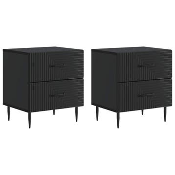 vidaXL Nachtkastje 2 pcs Zwart 43 x 34,5 x 47,5 cm Bewerkt, Verzenden, Nieuw