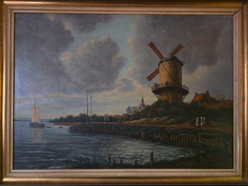 Franz Fuchs (1871-?) - Windmühle am Flussufer, Antiquités & Art