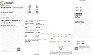 Oorbellen - 18 karaat Witgoud - 4.12ct. tw. Diamant, Nieuw