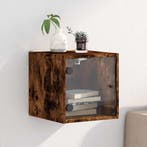 vidaXL Nachtkastje met glazen deur 35x37x35 cm gerookt, Huis en Inrichting, Slaapkamer | Nachtkastjes, Verzenden, Nieuw