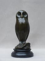 sculptuur, Young owl - 2,2 kg - 25 cm - Gepatineerd brons