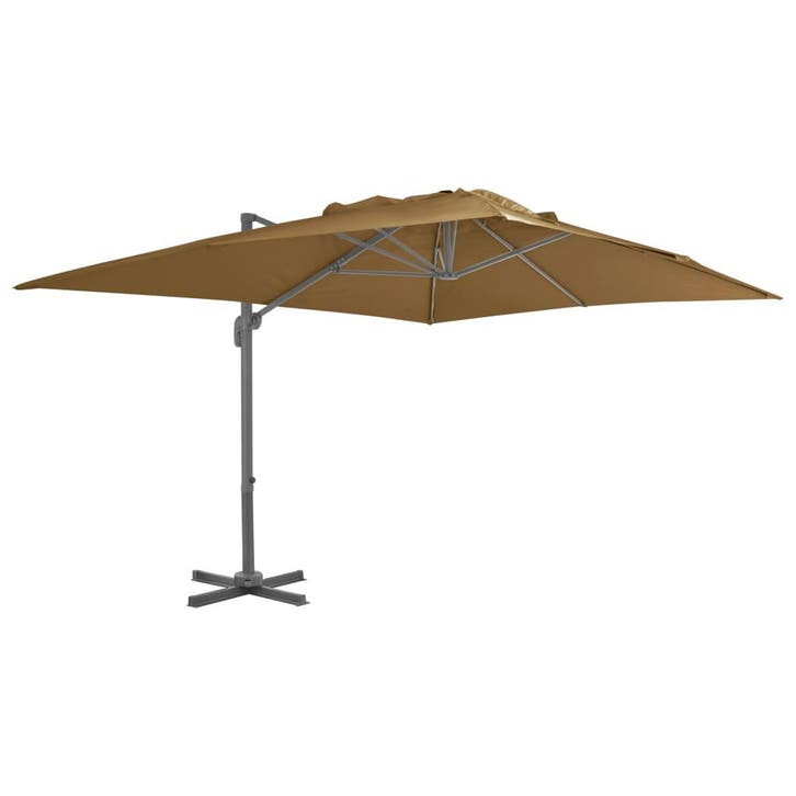 vidaXL Zwevende parasol met aluminium paal 400x300 cm taupe, Jardin & Terrasse, Parasols, Envoi