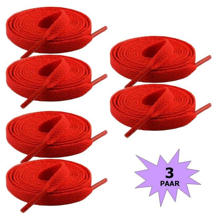 Fako Fashion - Schoenveters - Plat - 8mm - 120cm - 3 Paar -, Kleding | Heren, Schoenen, Verzenden