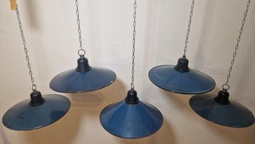Plafondlamp (5) - Emaille, Staal - Geëmailleerde lampen 5, Antiquités & Art