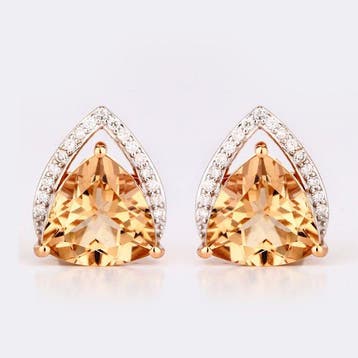 Oorbellen - 14 karaat Roségoud - 4.43ct. tw. Morganiet -
