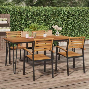 vidaXL Tuintafel met haarspeldpoten 180x90x75 cm massief, Verzenden, Nieuw