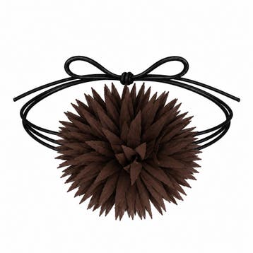 Haarband met Puntige Bloem - Veter Striklint - Bruin