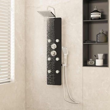vidaXL Douchepaneel 25x47,5x130 cm glas zwart, Verzenden