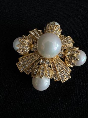 Oscar de la Renta – Broche statement vintage – Plaqué or