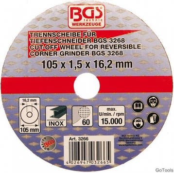 Bgs Technic Cut off wheel 105x1.5x16.2, Verzenden, Nieuw