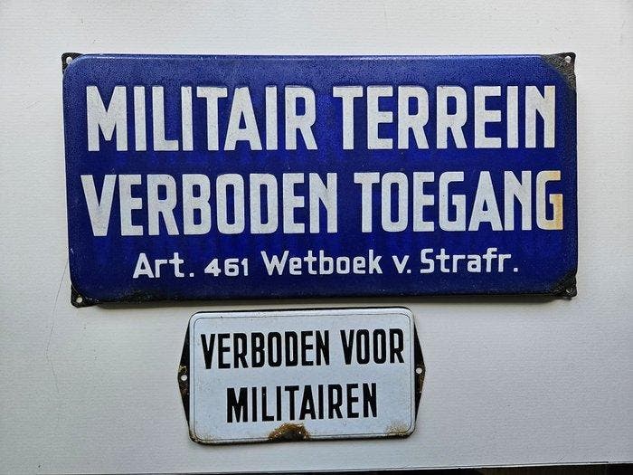 terrain militaire - Enseigne en émail (2) - Émail, Antiquités & Art, Antiquités | Assiettes décoratives & Carrelages