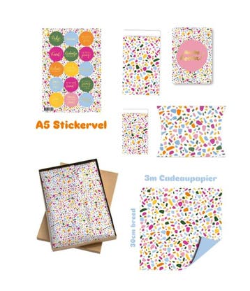 inpakset Terrazzo Color - inpakken - cadeaupapier - cadea..., Diversen, Cadeaupapier, Verzenden, Nieuw