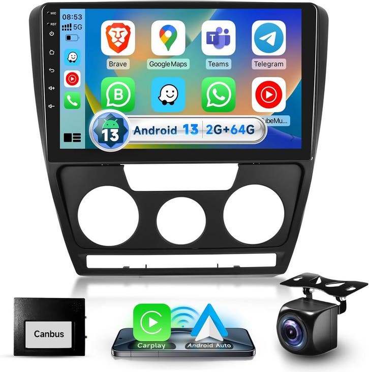 Draadloze CarPlay/Android Auto Radio Octavia: Retour Deal..., Autos : Divers, Autoradios, Envoi