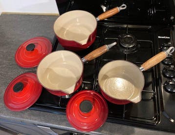 Le Creuset - Braadpan (3) - Cousances - bron, Emaille - nr., Antiquités & Art