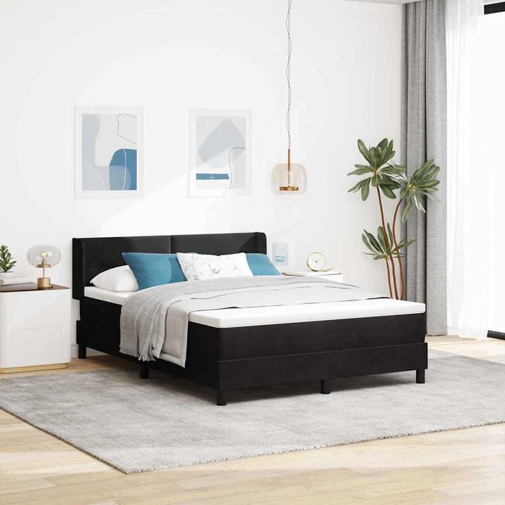 vidaXL Boxspring bed met hoofdeinde Zwart 200 x 160 cm, Huis en Inrichting, Slaapkamer | Bedden, Nieuw, Verzenden
