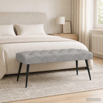 vidaXL Bank met knopen tufting Lichtgrijs 110 x 40 x 46 cm, Verzenden