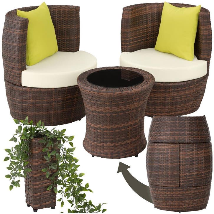Aluminium rotan zitgroep Nizza 2+1+1 - zwart/bruin, Jardin & Terrasse, Ensembles de jardin, Envoi