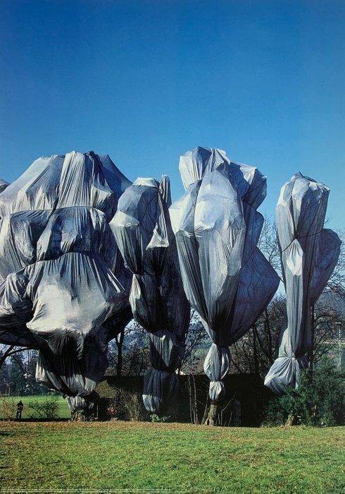 Christo (1935-2020) - Wrapped Trees Nr. 12 (Riehen) -, Antiquités & Art, Art | Dessins & Photographie