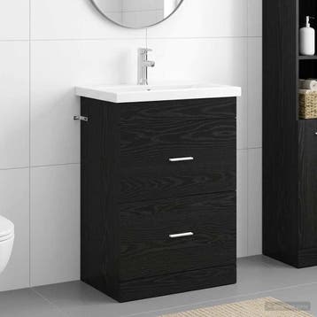 vidaXL Badkamermeubel Set Zwart eiken 61 x 40 x 84,5 cm, Verzenden, Nieuw