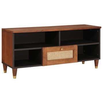 vidaXL Tv-meubel Bruin 100 x 33,5 x 46 cm Massief Mango Hout, Huis en Inrichting, Verzenden, Nieuw