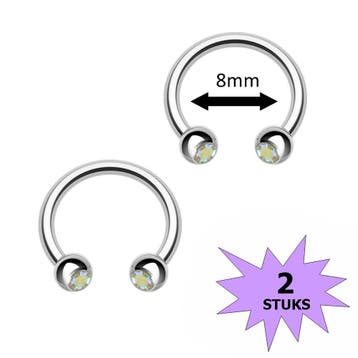 Fako Bijoux - Circular Barbell Piercing - Hoefijzer Kristal, Verzenden, Nieuw