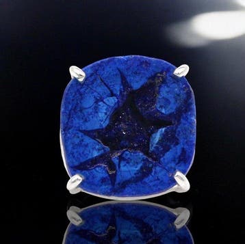 Géode rare dazurite - Monts Oural - Bijou en argent italien
