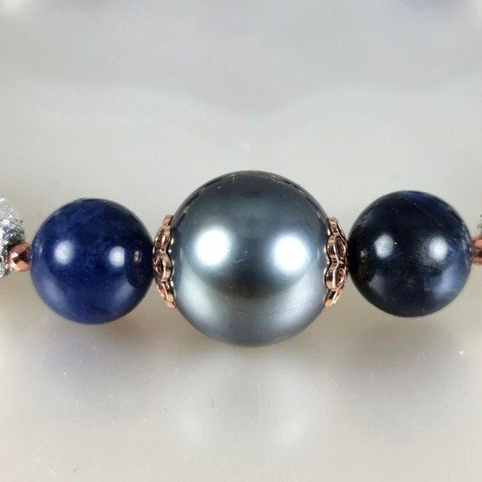 Armband Zilver Parel - Gemengde edelstenen - Tahiti Ø11,8 mm, Bijoux, Sacs & Beauté, Bracelets