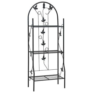 vidaXL Plantenrek 3-laags 52x28x128 cm ijzer zwart, Verzenden