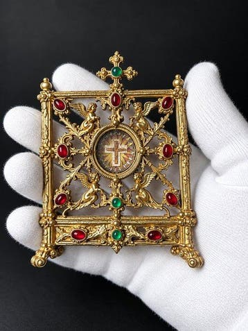 Reliekhouder - Legering - 1800-1850 - S. Crucis D.N.J.C.