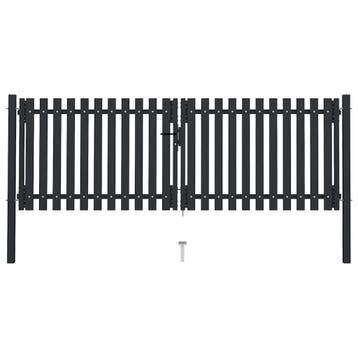 vidaXL Dubbele poort met deur staal 300x75 cm antraciet, Verzenden, Nieuw