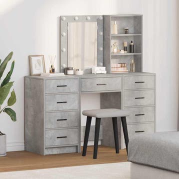 vidaXL Kaptafel 3 st Grijs 40 x 41 x 135 cm Bewerkt hout, Huis en Inrichting, Verzenden, Nieuw