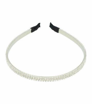 Haarband Diadeem 0,7cm – 3 Rijen Strass Steentjes – Metaal –