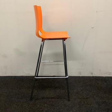 barkruk zithoogte 77 cm, oranje - chroom, Gebruikt