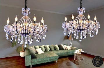 SLC Illumina - MG - Kroonluchter (2) - 12 L - Kristal - Paar, Antiek en Kunst