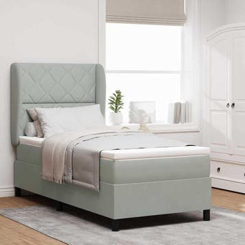 vidaXL Boxspring bed met hoofdeinde Lichtgrijs 200 x 100 cm, Verzenden, Nieuw