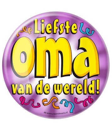 Button Liefste Oma van de Wereld 10,2cm, Verzenden, Nieuw