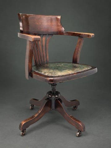 Bureaustoel - Hout, Leder, Gietijzer - Antieke, Antiek en Kunst