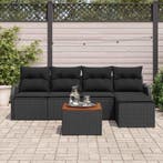 vidaXL Tuinbank Set met kussen 6 pcs Zwart poly rattan, Verzenden, Nieuw