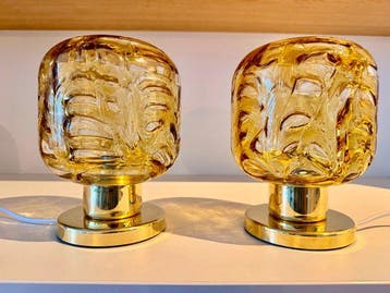 Doria Leuchten - Nachtlampje - Glas, Messing