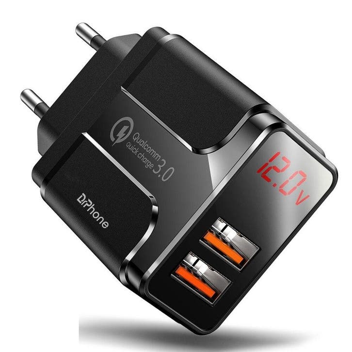 DrPhone HALOXI - 18W Thuislader - 2x USB 3.0 Qualcom 3.0, Telecommunicatie, Mobiele telefoons | Telefoon-opladers, Nieuw, Verzenden