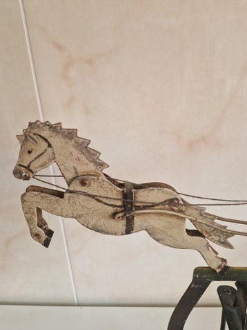 Figure - Folk Art Painted Cast Iron Balance Toy On Stand -