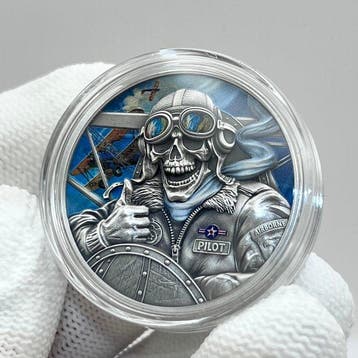 Ghana. 5 Cedis 2024 – Memento Mori: Pilot – 1 oz Silver coin