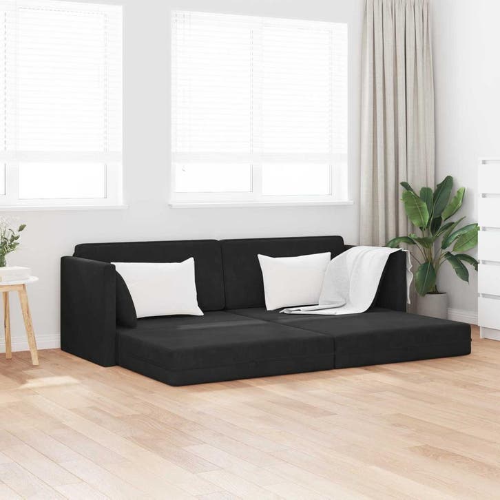 vidaXL Vloerslaapbank / zetel Zwart 213 x 70 x 77 cm Fluweel, Maison & Meubles, Canapés | Salons, Envoi