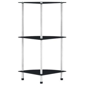 vidaXL Kastje 3-laags 30x30x67 cm gehard glas zwart, Huis en Inrichting, Kasten | Boekenkasten, Verzenden, Nieuw
