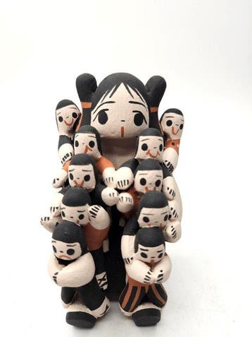 Cochiti Pueblo-vertellerfiguur, gesigneerd door