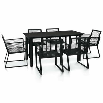 vidaXL 7-delige Tuinset PVC-rattan zwart, Verzenden, Nieuw, Tuinset