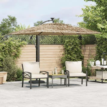 vidaXL Parasol met stalen paal 246x246x230 cm bruin, Verzenden, Nieuw