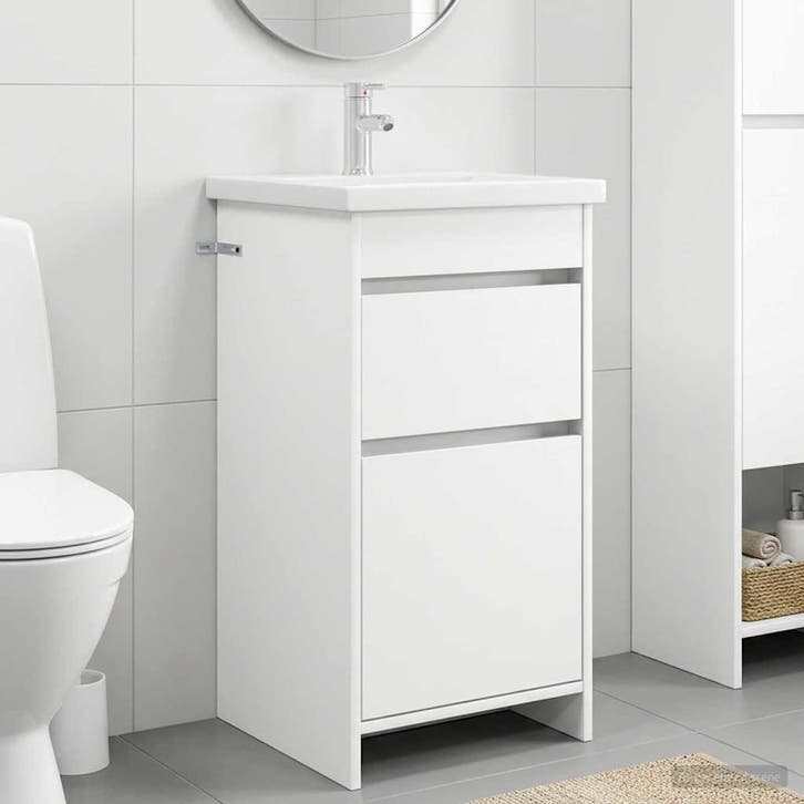vidaXL Badkamer Vanity met Wastafel Wit 42 x 40 x 84,5 cm, Maison & Meubles, Tables | Coiffeuses, Envoi