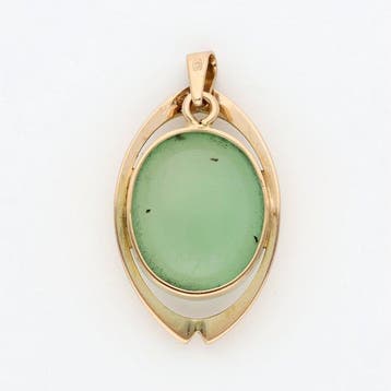 Pendentif - 14 carats Or jaune - Nefriet jade
